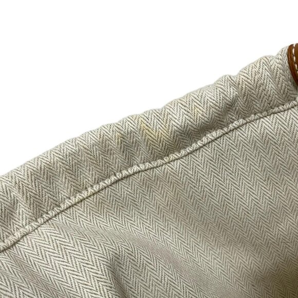 Auth HERMES Houlbi 25 - Natural Fauve Toile chevron Veau Barenia D Pouch - Picture 4 of 7